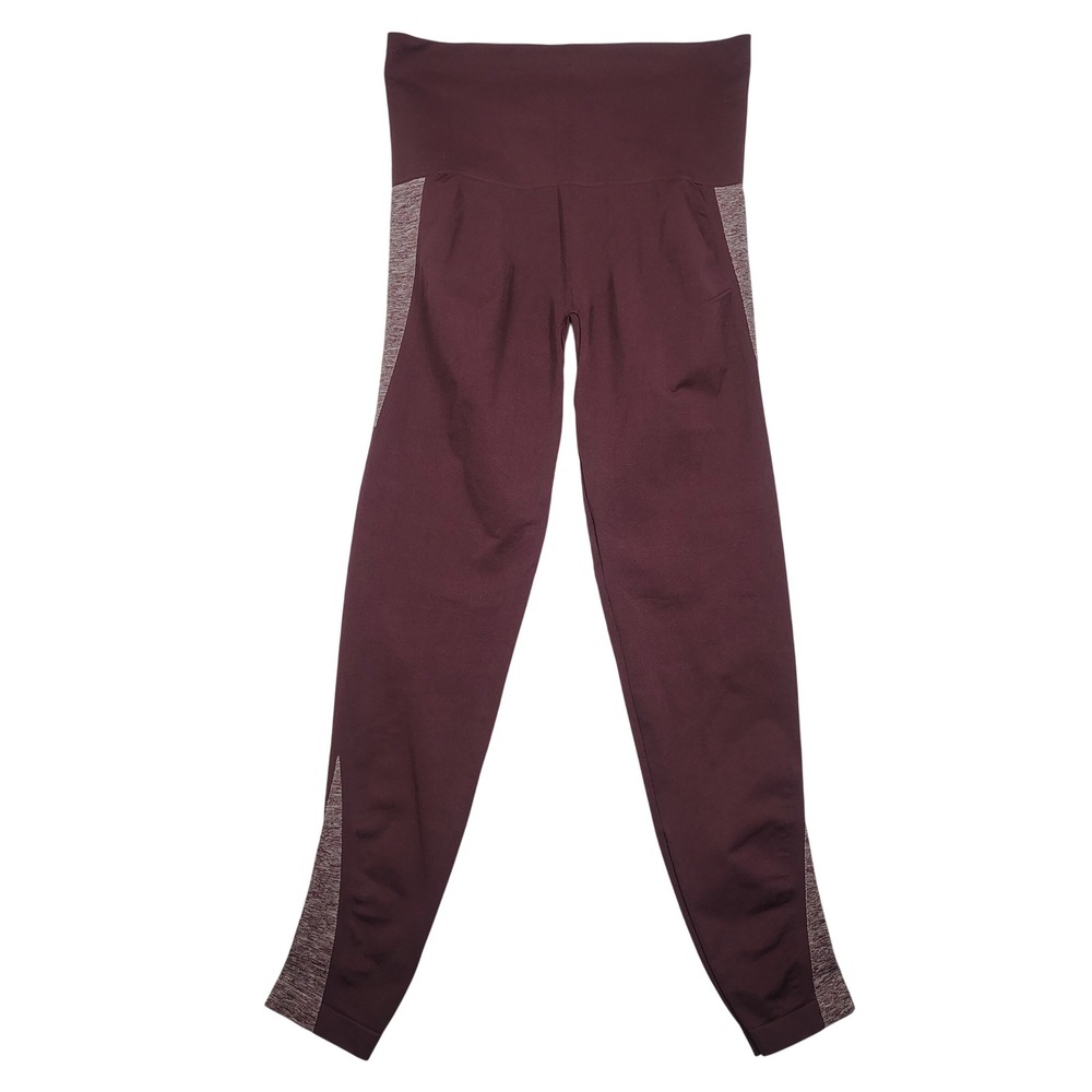 Assets by Spanx Leggings Womens L Burgundy Seamless High Waist Nylon Spandex